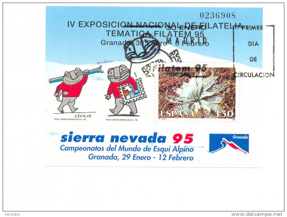 Espagne FDC 1995 " Championnats Du Monde De Ski Alpin" Yvert Bloc 62 - Skiing