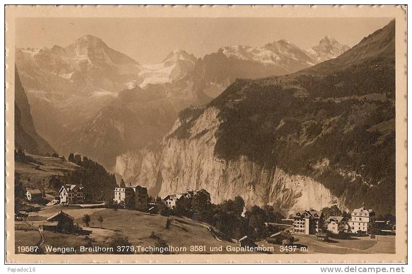 CH - BE - Wengen, Breithorn 3779,Tschingelhorn 3581, Gspaltenhorn 3437 M (gelaufen / Circulée 1917) - Wengen