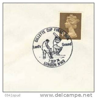 1974 Grande Bretagne Cricket  Sur Lettre Entiere - Cricket