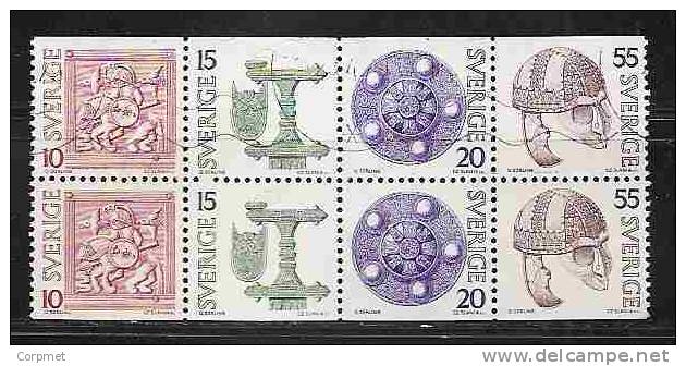 SWEDEN  -  L´epoque De VENDEL  - Block Of 8  From The Exploided BOOKLET - Yvert # C 873 - VF USED - Blocks & Sheetlets