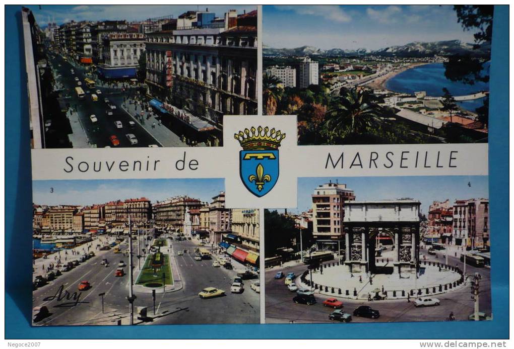 Marseille~~13:cpsm " 4 VUES "TOP ANIMATION!!!!!!! De Véhicules Des Années 1950/1970 - Parcs Et Jardins