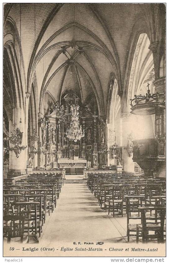 61 - Laigle (= L'Aigle) - Eglise Saint-Martin - Choeur Et Maître-Autel - BF 59 - (non Circulée) - L'Aigle