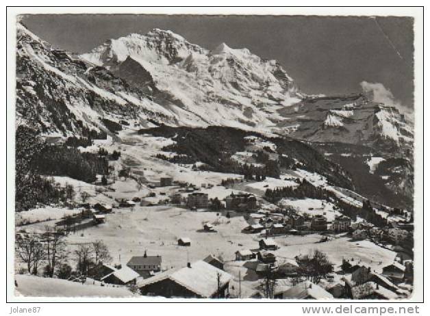 CPA    SUISSE   WENGEN MIT JUNGFRAU    NOIR ET BLANC - Wengen