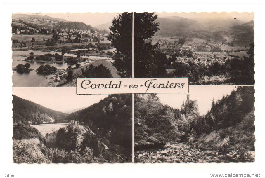 CONDAT EN FENIERS 15 VUE GENERALE PANORAMA BARRAGE DES ESSARTS LE ROCHE POINTUE CPSM MULTIVUES CANTAL - Condat