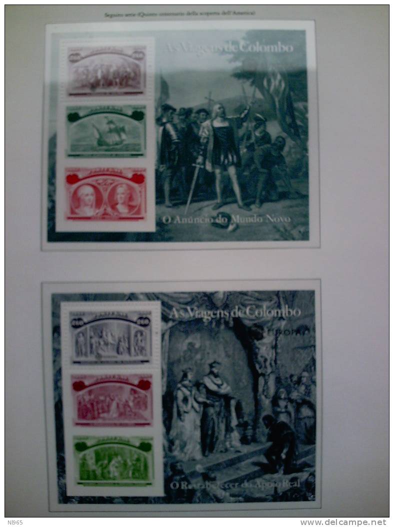 PORTOGALLO 1992 - CRISTOFORO COLOMBO 6 BF ** MNH EMISSIONE CONGIUNTA ITALIA-PORTOGALLO-SPAGNA-STATI UNITI - Unused Stamps