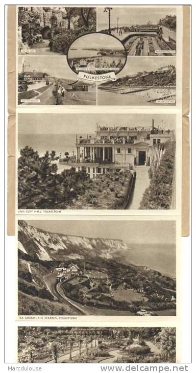 Souvenir Letter Card Folkestone. 6 Views In Photogravure (see Second Scan). Leas Cliff. Warren. Kingsnorth. East Cliff. - Folkestone