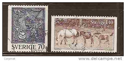 SWEDEN   - Yvert # 973/4 - FAUNA - HORSES  - VF USED - Oblitérés