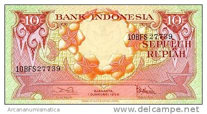 INDONESIA   10  RUPIAS  1959   KM#66    PLANCHA/UNC  DL-5673 - Indonesia