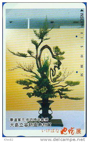 Télécarte Japon - Arbre Nain BONSAI - Japan Tree Phonecard - Japan Baum TK - 033 - Fleurs
