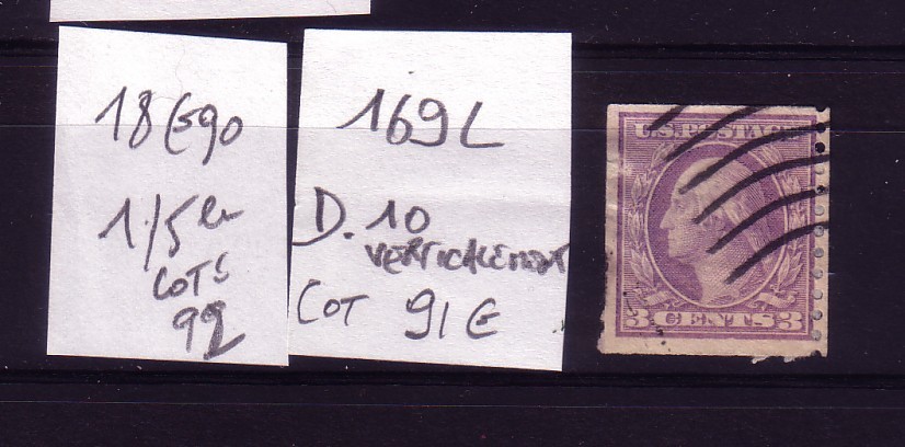 STAMP TIMBRE DES ETAtS UNIS D'AMERIQUE/ U S A / UNITED STATES OF AMERICA N° 169 L DENTELE 10 VERTICAL COTE 1992 91 €  N8 - Used Stamps