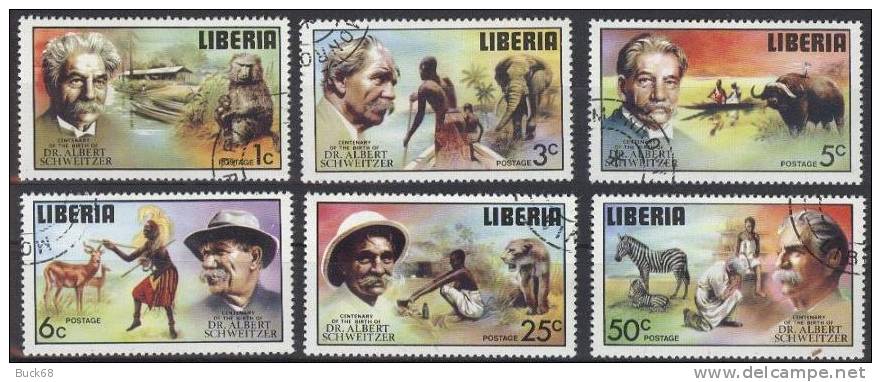 LIBERIA POSTE 679 à 684 (o) : Dr Albert SCHWEITZER ( LAMBARENE GABON ) - Albert Schweitzer