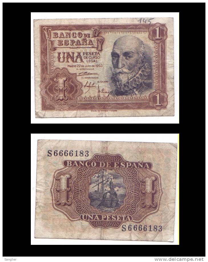 1 PESETA  22 JULIO 1953 - N° 6666183 - 1-2 Pesetas