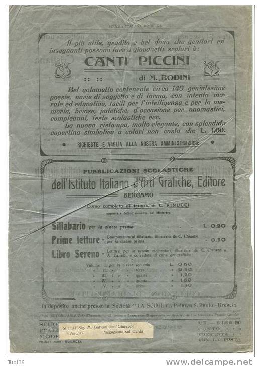 SCUOLA ITALIANA MODERNA - RIVISTA  SETTIMANALE  15 LUGLIO 1913 - A Identificar