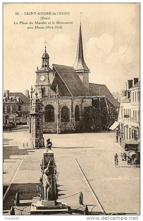 CP 27 SAINT ANDRE DE L'EURE La Place Du Marché  (pompe A Essence , Camion) - Pont-de-l'Arche