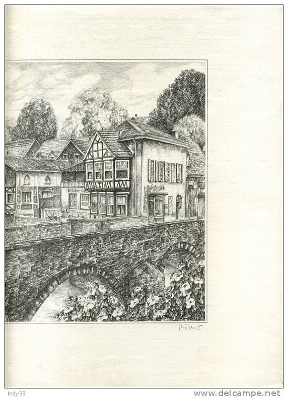 - ESSEN BLICK AUF KETTWIG . REPRO DE DESSIN NUMEROTEE ET SIGNEE AU CRAYON - Artis Historia