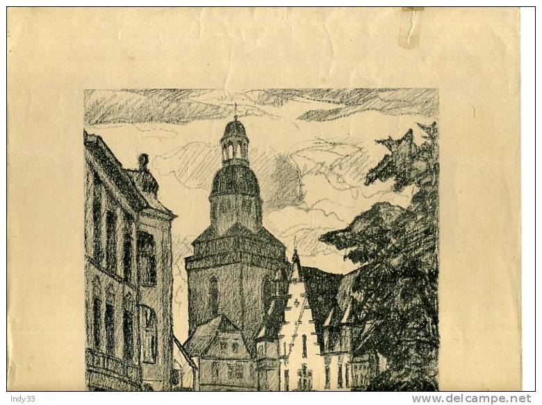 - SCHULSTRASSE MIT STADTKIRCHE . REPRO DE DESSIN - Artis Historia