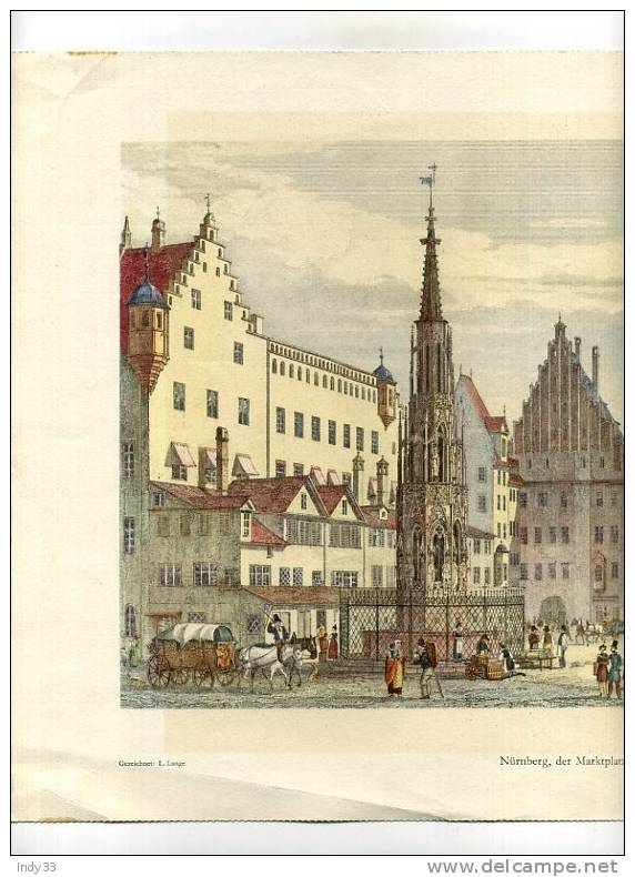 - NÜRNBERG DER MARKTPLATZ . REPRO DE GRAVURE ANCIENNE RETITREE AU CRAYON - Artis Historia