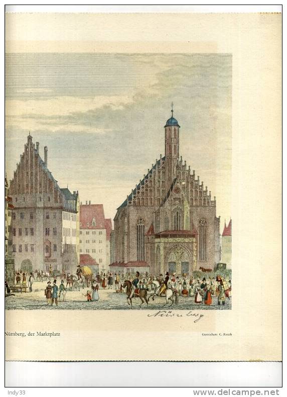 - NÜRNBERG DER MARKTPLATZ . REPRO DE GRAVURE ANCIENNE RETITREE AU CRAYON - Artis Historia