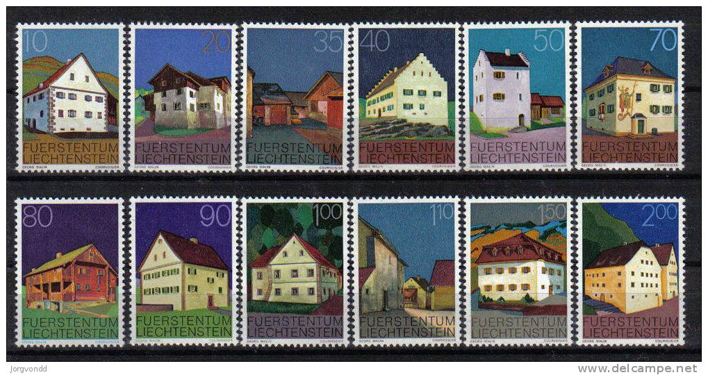 Lichtenstein-1978-Mi.-694-705 (Bauten) Postfrisch - Unused Stamps