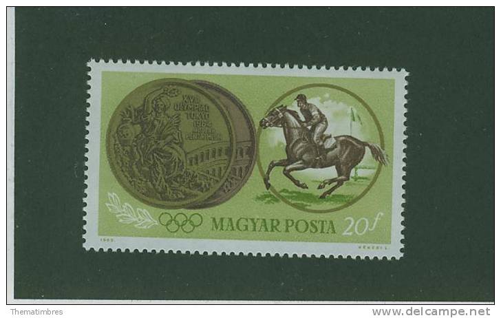 64N0067 Hippisme Medaille 1700 Hongrie 1965 Neuf ** Jeux Olympiques De Tokyo - Horses
