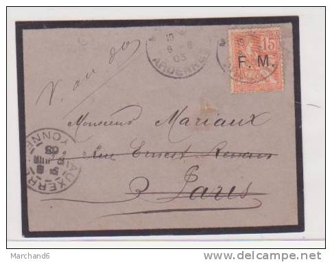 LETTRE FRANCHISE MILITAIRE . ARDENNES . PARTIE A AUXERRE . YONNE . FRAGUEMENT - Military Postage Stamps