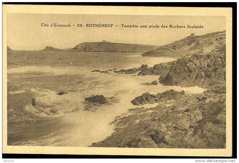 35 - ROTHENEUF - Tempête Aux Pieds Des Rochers Scultés - Rotheneuf