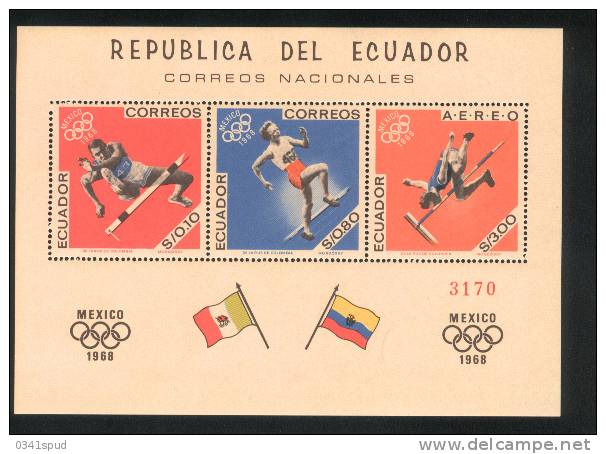Jeux  Olympiques 1968 Mexico   Equateur Feuillets **   Never Hinged  Athlétisme - Ete 1968: Mexico