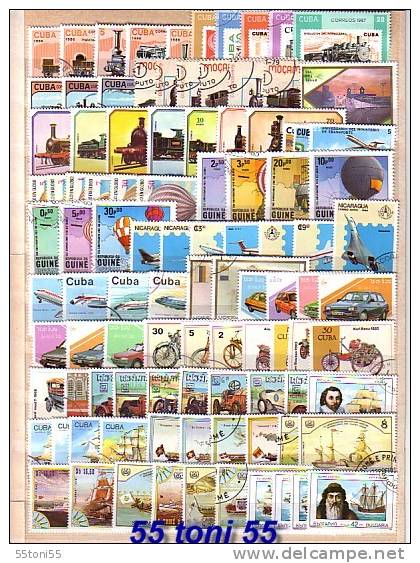 TRANSPORT   100 Timbres Commémoratifs Tous Différents – Oblitérés - Collections (without Album)