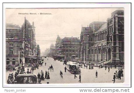 AUSTRALIE * MELBOURNE - Swanston Street * Belle CPA Animée - Cachet 1908 - Andere & Zonder Classificatie