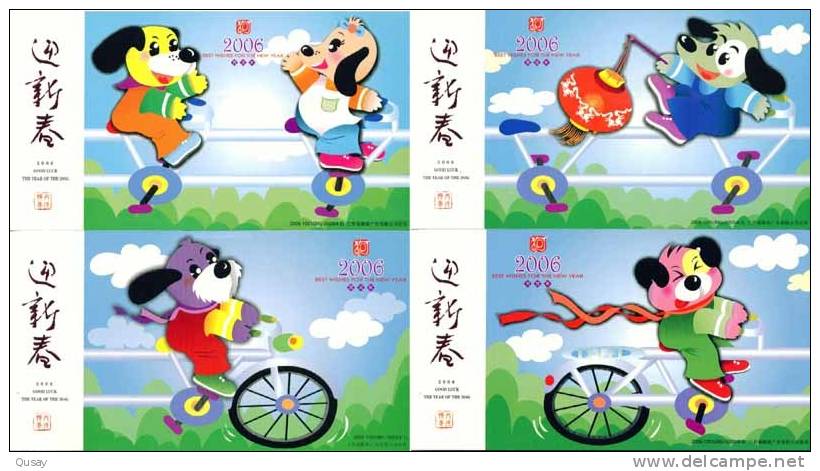 Cycling Bike Bicycle Cartoon    , 4  Pre-stamped Cards , Postal Stationery - Radsport