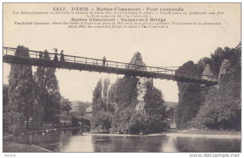 PARIS 19 - Buttes Chaumont : Pont Suspendu - District 19