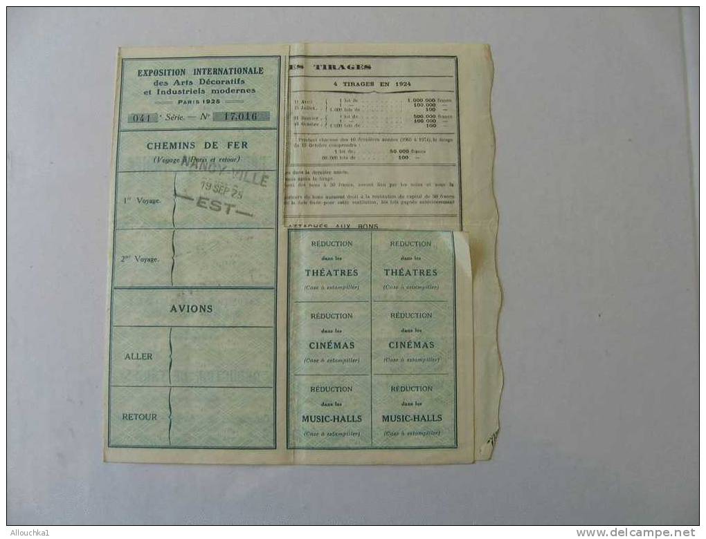 EXPO INTERNATIONALE ARTS DECO & INDUSTRIEL S.A. PARIS 1923 SCRIPOPHILIE : COLLECTIONNEUR TITRE / ACTION /BOURSE/PERIMES: - Industry