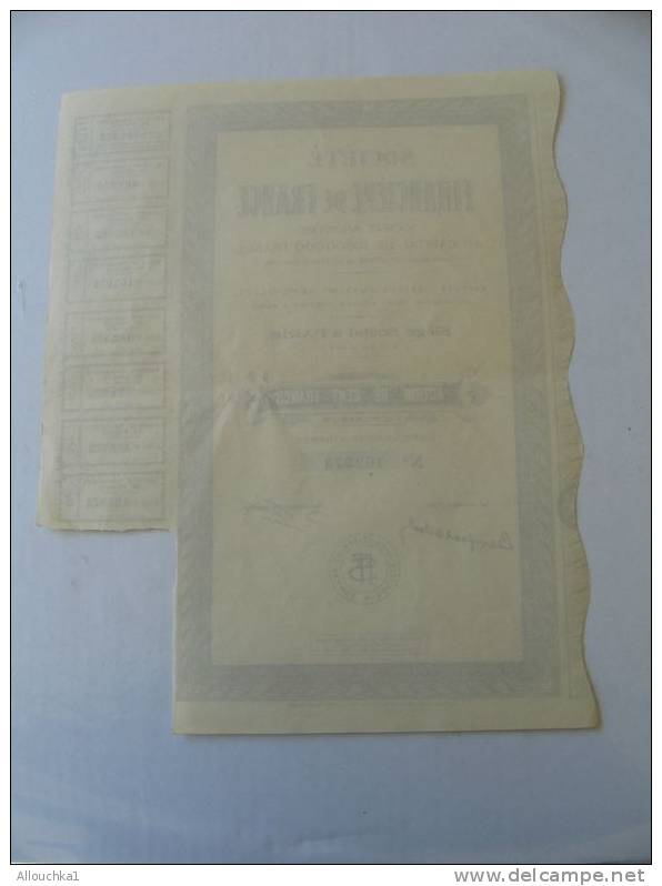 SCRIPOPHILIE : COLLECTIONNEUR TITRE / ACTION /BOURSE/PERIMES: SOCIETE FINANCIERE DE FRANCE S.A. PARIS 1934 - Banco & Caja De Ahorros
