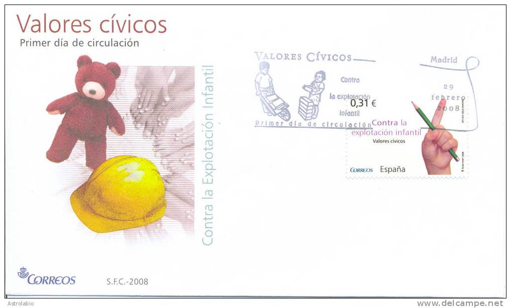 Espagne FDC (3) 2008 " Solidaridad Intergeneracional " Mains Nouveauté - Handicaps