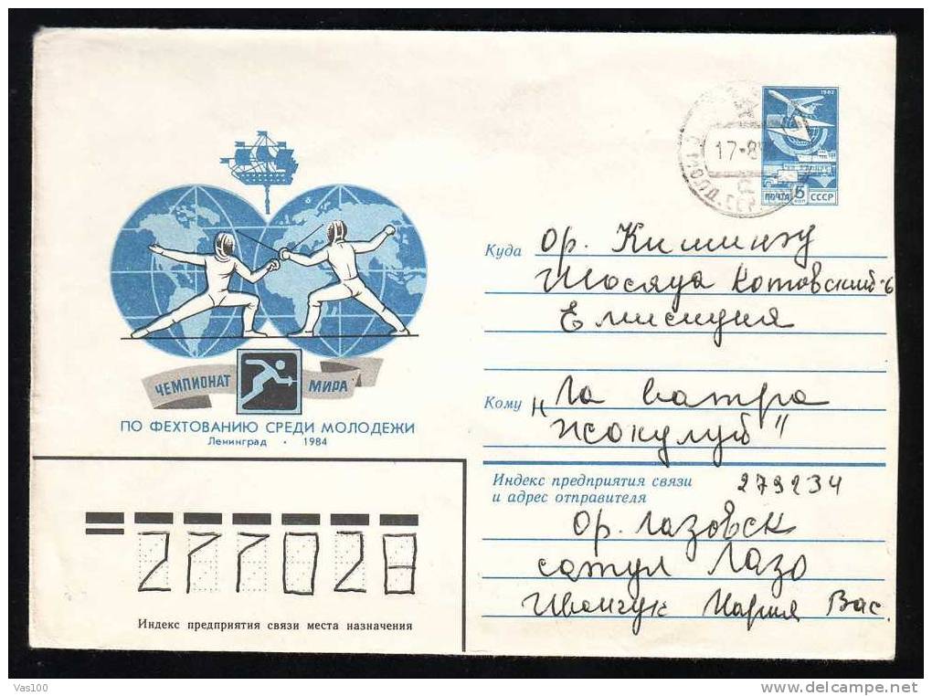 Fencing,Escrime,Scrima,1984 Entier Postal,cover Stationery Russia. - Scherma