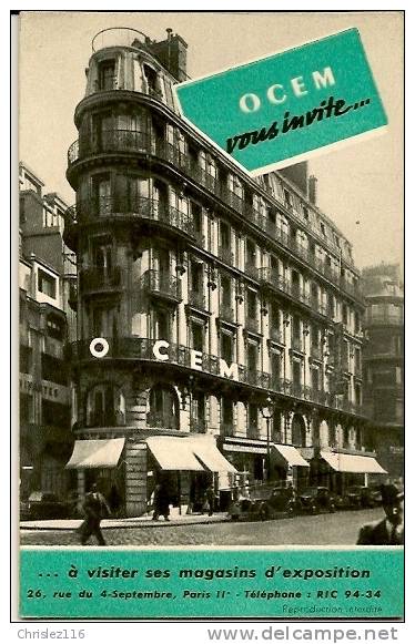 75 PARIS Magasin OCEM Rue Du 4 Septembre  Carte à Système - Paris (02)