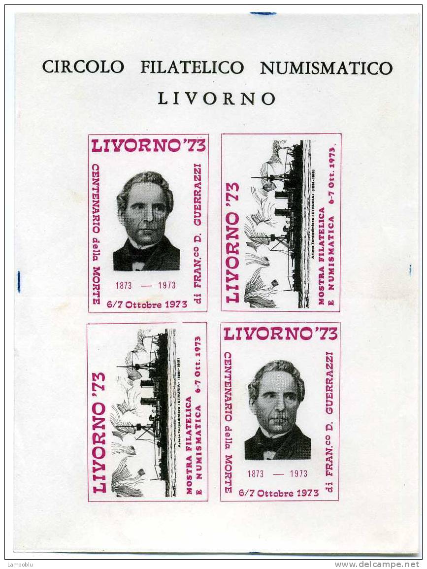 LIVORNO Foglietto Erinnofilo - Centenario Morte F. Guerrazzi E Mostra Filatelica E Numismatica - Erinnofilia