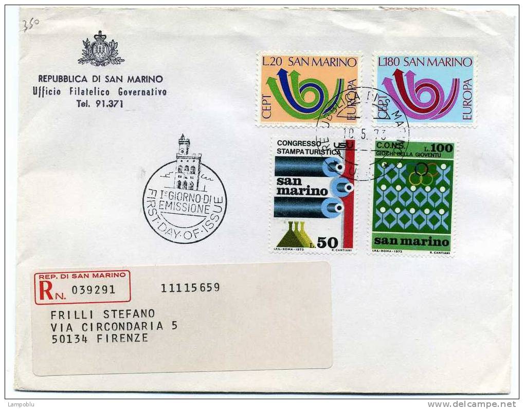 1973 FDC Europa Unita + Giochi Della Gioventù + Congresso Stampa Turistica - FDC