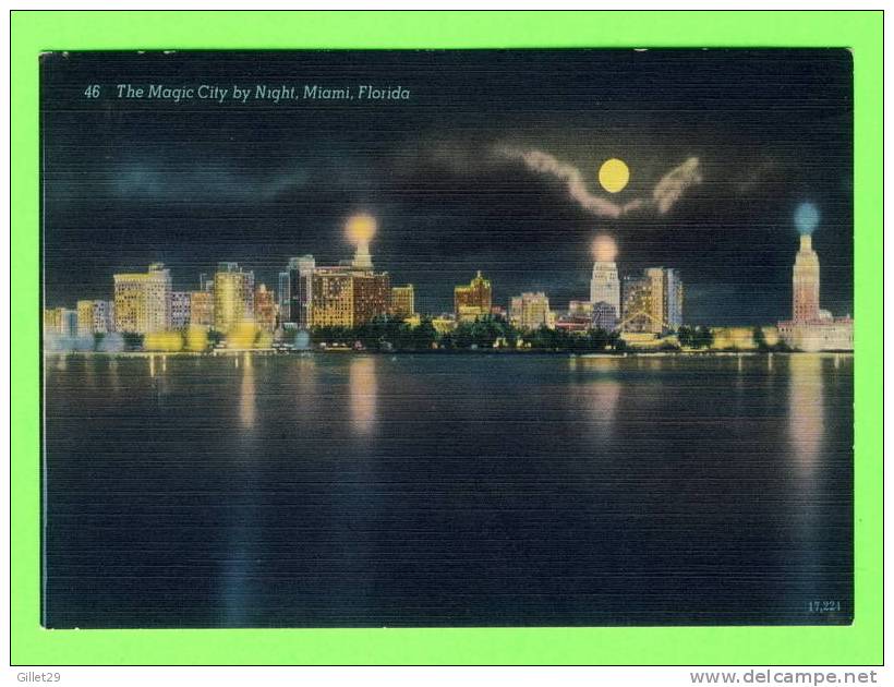 MIAMI, FL - THE MAGIC CITY BY NIGHT - CARD IS WRITTEN - NOVELTI-CRAFT CO - - Miami