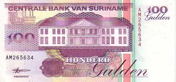 SURINAM   100 Gulden  Daté Du 10-02-1998   Pick 139b   *****BILLET  NEUF***** - Surinam