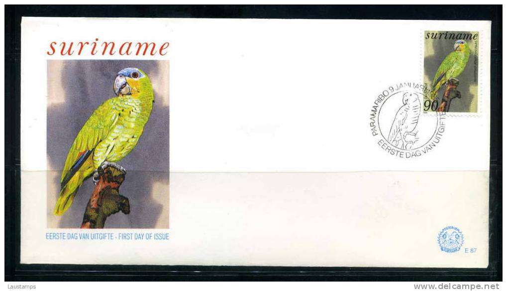 Surinam 1985 Orange-winged Amazon, Bird (SG872a) FDC - Papagayos