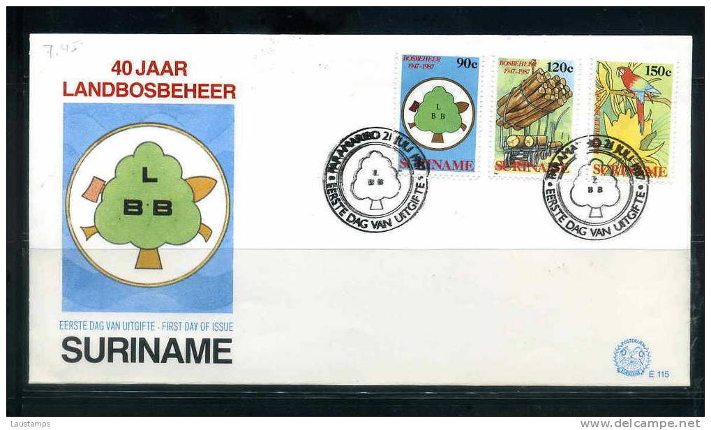 Surinam 1987 Green-winged Macaw FDC - Perroquets & Tropicaux