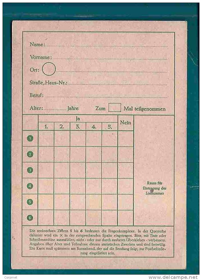 GERMANY - HAMBURG POSTAL STATIONAERY  @@ FUNKLOTTERIEKARTE  @@ UNUSED - T. HEUSS Printed Stamp - Postales - Nuevos