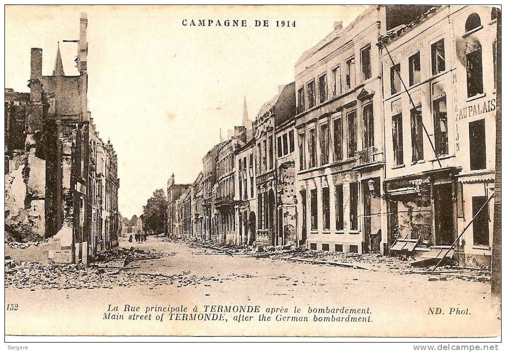 CPA TERMONDE Rue Principale, Commerces, 1914 - Autres & Non Classés