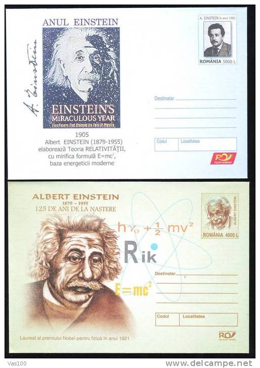 Enteire Postal ,with  Nobel Prize  ALBERT EINSTEIN UNUSED 2X  Of Romania. - Albert Einstein