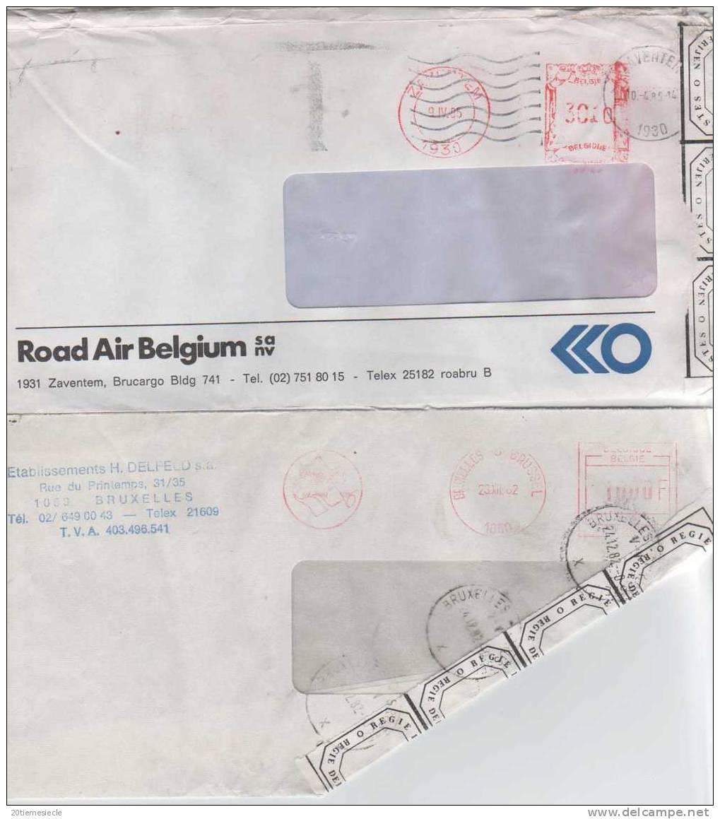 Belgique-Belgïe Zaventem&Bruxelles 1982-1985 Endommagée Et Réparée Affr.méc.    AP177 - Cartas Accidentadas