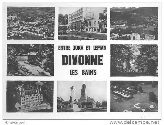 01 ) FL) DIVONNE LES BAINS, Multivues CPSM N&B, 150 X 105 Cellard édit - Divonne Les Bains