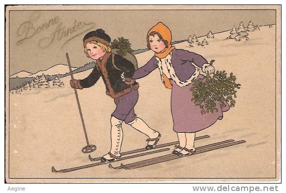 SPORTS D HIVER- Ski-skis- Ref No 11- Illustrateur Enfants - Bon Etat - Sports D'hiver