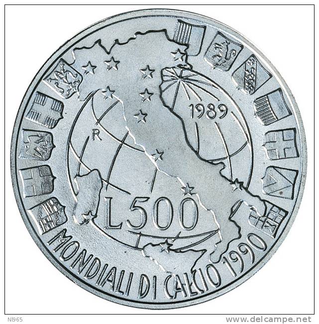 ITALY - REPUBBLICA ITALIANA ANNO 1989 - MONDIALI ´90 - ITALIA - I Emissione  - Lire 200+ 500 In Argento - Herdenking