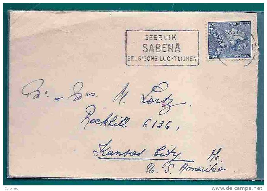 SABENA - Advertisement Mechanical Cancellation On 1952 COVER To KANSAS - 1936-51 Poortman